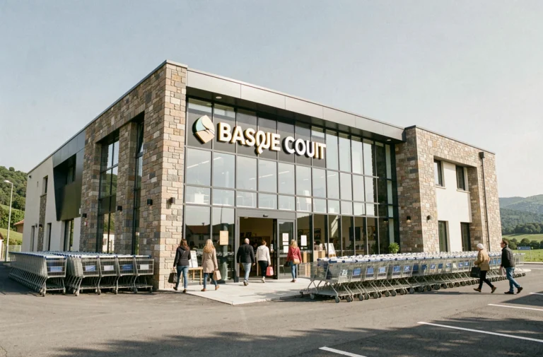 Entrée du nouveau magasin Dancharia avec facade en verre et clients portant des sacs de courses